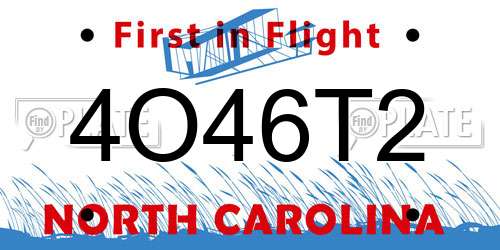 4O46T2 North Carolina License Plate