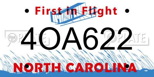 4OA622 North Carolina License Plate