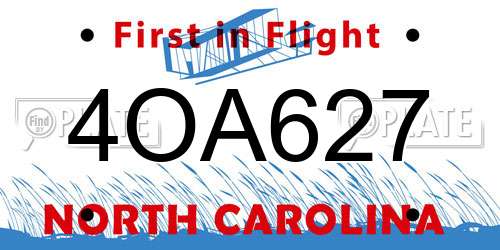 4OA627 North Carolina License Plate