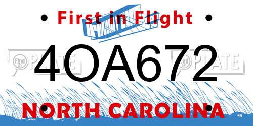 4OA672 North Carolina License Plate