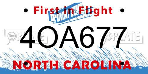 4OA677 North Carolina License Plate
