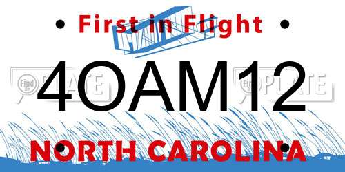 4OAM12 North Carolina License Plate