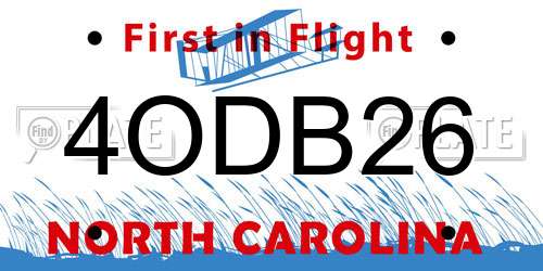 4ODB26 North Carolina License Plate