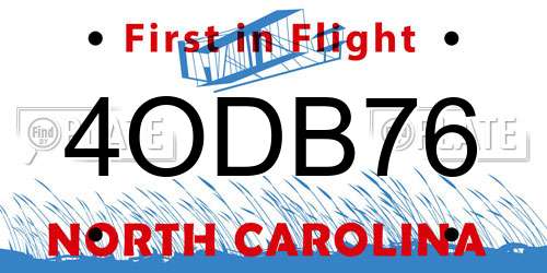 4ODB76 North Carolina License Plate