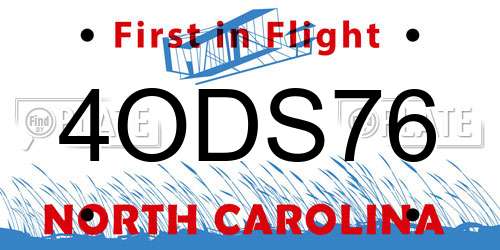 4ODS76 North Carolina License Plate