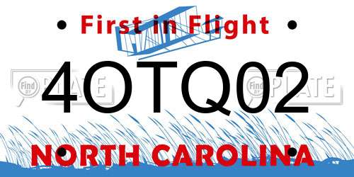 4OTQ02 North Carolina License Plate