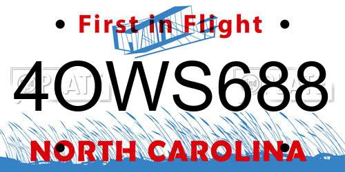 4OWS688 North Carolina License Plate