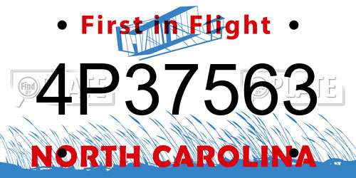 4P37563 North Carolina License Plate