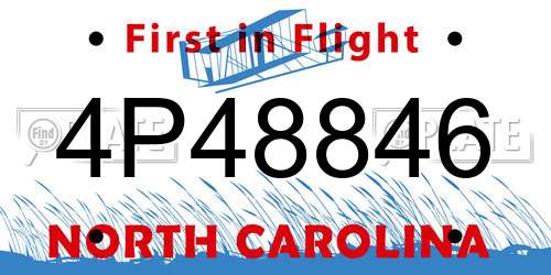 4P48846 North Carolina License Plate