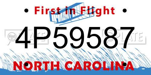 4P59587 North Carolina License Plate