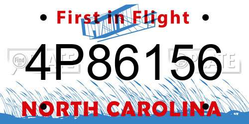 4P86156 North Carolina License Plate