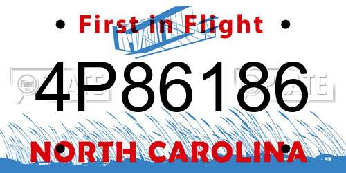4P86186 North Carolina License Plate