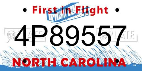 4P89557 North Carolina License Plate
