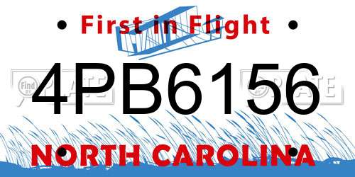 4PB6156 North Carolina License Plate
