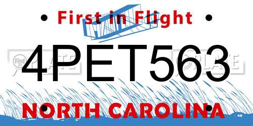 4PET563 North Carolina License Plate