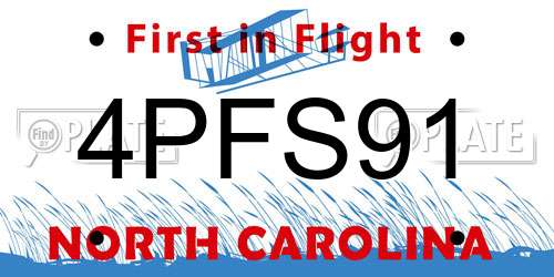 4PFS91 North Carolina License Plate