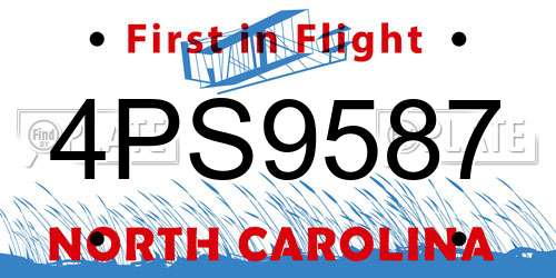 4PS9587 North Carolina License Plate