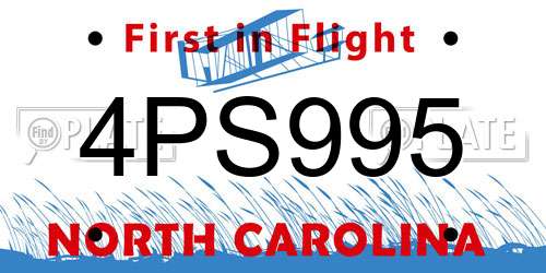 4PS995 North Carolina License Plate