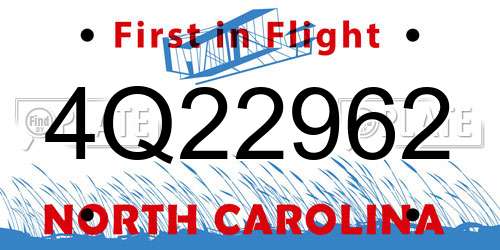 4Q22962 North Carolina License Plate
