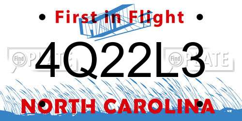 4Q22L3 North Carolina License Plate