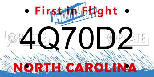 4Q70D2 North Carolina License Plate
