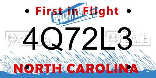 4Q72L3 North Carolina License Plate
