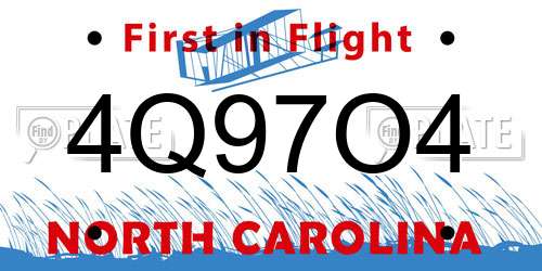 4Q97O4 North Carolina License Plate