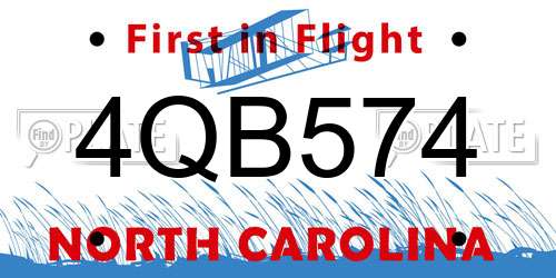 4QB574 North Carolina License Plate