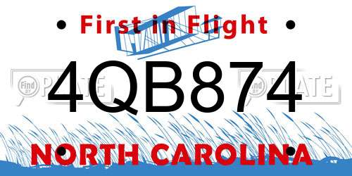 4QB874 North Carolina License Plate