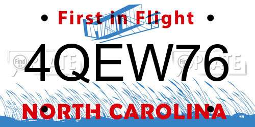 4QEW76 North Carolina License Plate