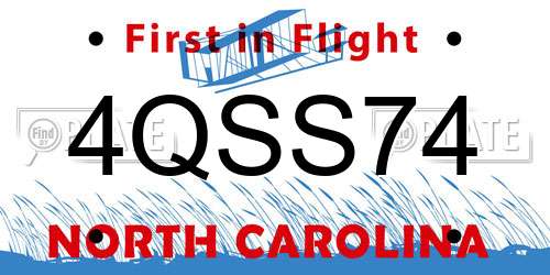 4QSS74 North Carolina License Plate