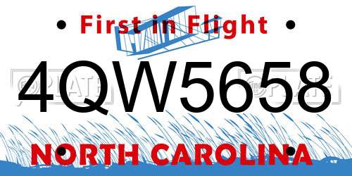 4QW5658 North Carolina License Plate