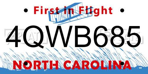 4QWB685 North Carolina License Plate