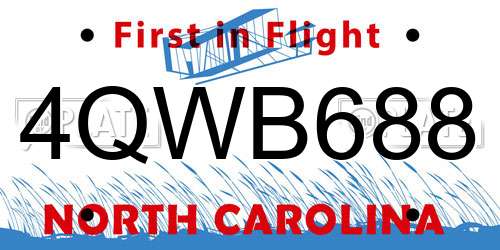 4QWB688 North Carolina License Plate