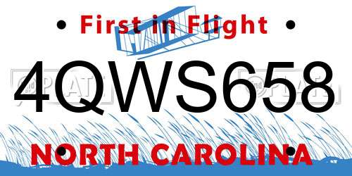 4QWS658 North Carolina License Plate