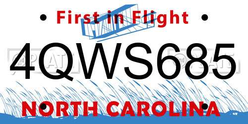 4QWS685 North Carolina License Plate