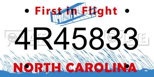4R45833 North Carolina License Plate