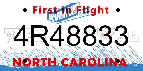 4R48833 North Carolina License Plate