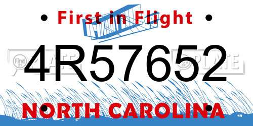 4R57652 North Carolina License Plate