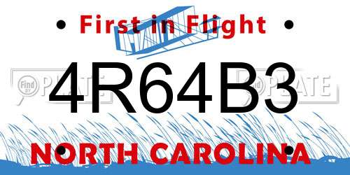 4R64B3 North Carolina License Plate