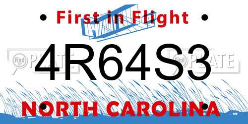 4R64S3 North Carolina License Plate