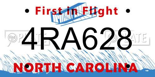 4RA628 North Carolina License Plate