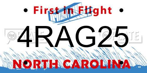 4RAG25 North Carolina License Plate