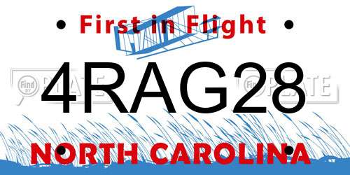 4RAG28 North Carolina License Plate
