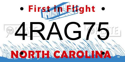 4RAG75 North Carolina License Plate