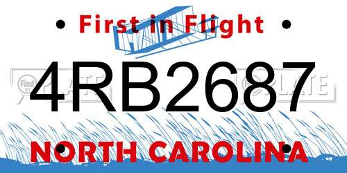 4RB2687 North Carolina License Plate