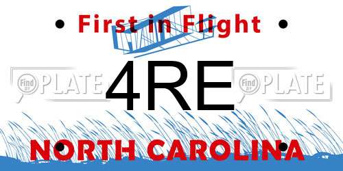 4RE North Carolina License Plate