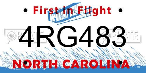 4RG483 North Carolina License Plate