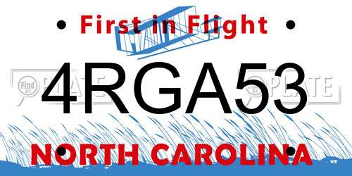 4RGA53 North Carolina License Plate