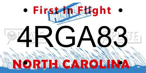 4RGA83 North Carolina License Plate